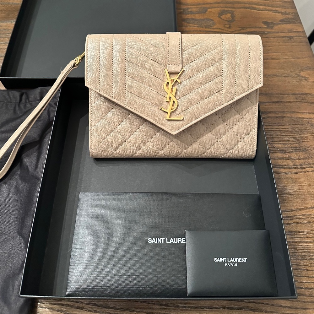 New Yves Saint Laurent Envelope Flap Pouch
